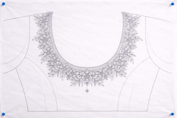 Aari blouse front neck tracing design for embroidery pattern