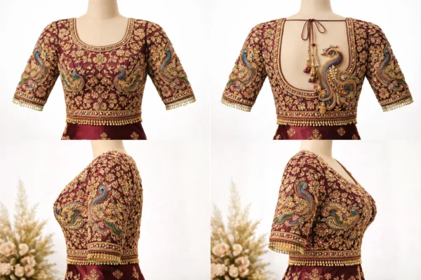 Full heavy bridal blouse design with zari work