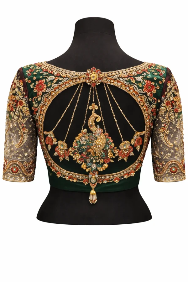 Designer Aari Embroidery Blouse Back Chain Pattern