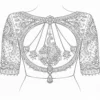Aari Design Near Me Bridal Blouse India back view paper tracing