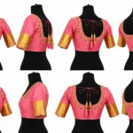 360 view pink bridal Aari blouse design angle 1