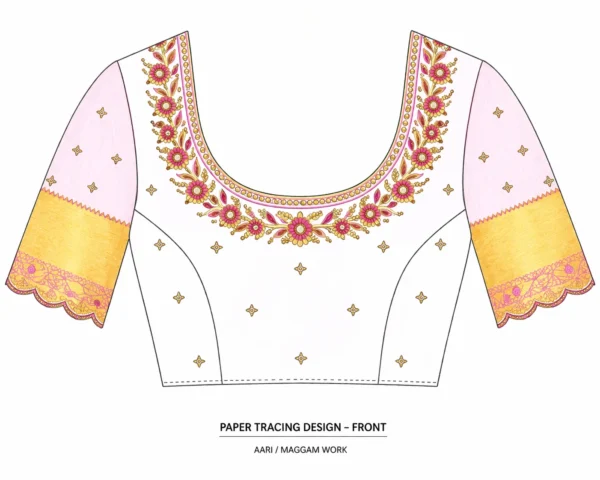 Aari blouse front paper tracing design for embroidery