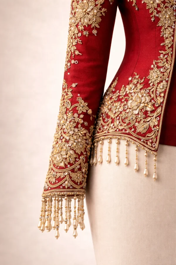 Aari Embroidery Sleeve Detailed View