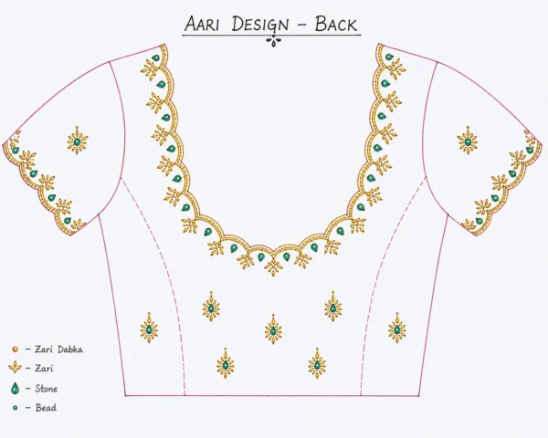 Back paper tracing bridal blouse Aari design