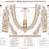Luxury red bridal Aari embroidery blouse back view with heavy maggam work paper tracing
