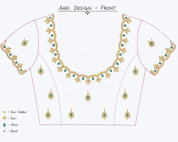 Front paper tracing Aari blouse design pattern