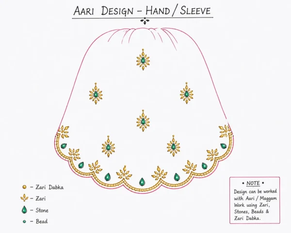 Sleeve paper tracing Aari embroidery design