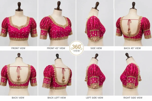 360 degree bridal Aari blouse design with full Maggam work and heavy bridal finish
