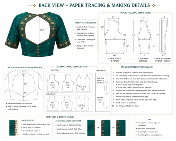 Bridal Aari blouse paper tracing with embroidery details