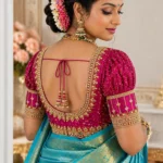 Luxury bridal Aari blouse with heavy puff sleeve Maggam work design