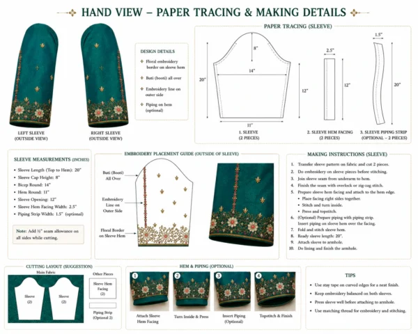 Bridal Aari blouse paper tracing with embroidery details