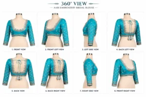 360 degree bridal Aari blouse design collection with front back and sleeve views