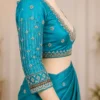 Full sleeve bridal blouse embroidery design with Aari work and bead detailing