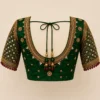 Back neck bridal Aari blouse with mirror sleeve maggam work design