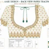 Back neck bridal blouse Aari tracing design with kundan border details