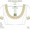 Back tracing pattern for green Maggam work bridal blouse