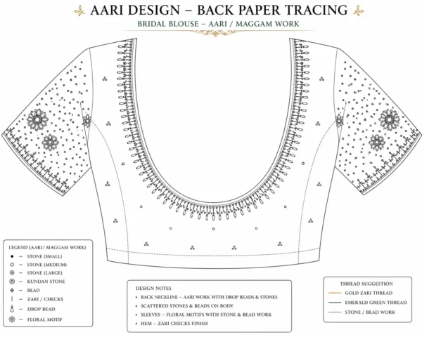 Back paper tracing maggam blouse design