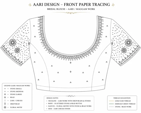 Front paper tracing Aari blouse design
