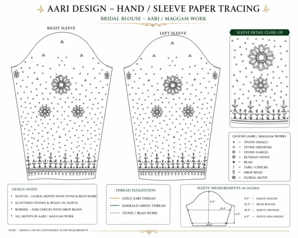 Sleeve paper tracing Aari embroidery design