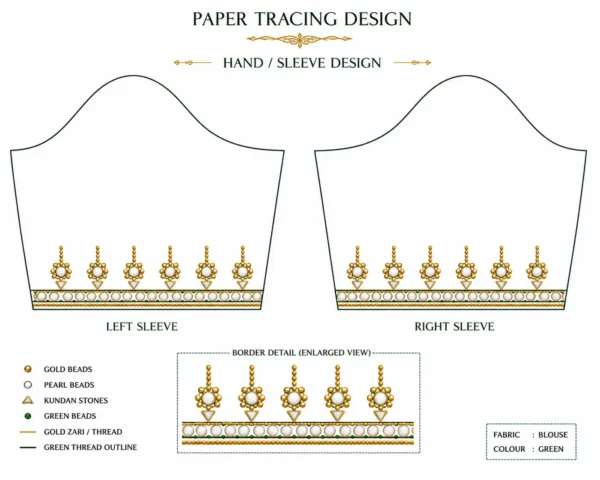 Hand sleeve tracing pattern for Aari blouse embroidery