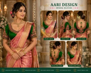 360 degree bridal Aari blouse design with customized JR back work