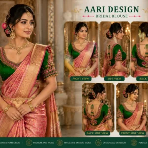 360 degree bridal Aari blouse design with customized JR back work