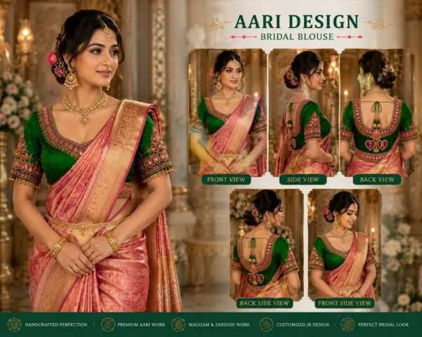 360 degree bridal Aari blouse design with customized JR back work