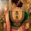 Deep back bridal blouse with JR monogram Aari embroidery design