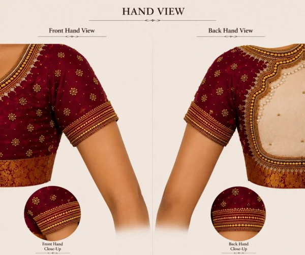 Premium sleeve Aari embroidery and Maggam work bridal blouse design