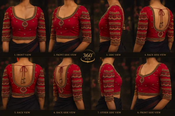 360 Degree Red Bridal Aari Blouse Wedding Collection