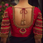 Deep Back Bridal Aari Blouse with Handcrafted Maggam Work