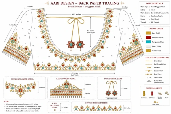 Bridal Aari Embroidery Paper Tracing Design Guide