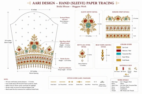 Bridal Aari Embroidery Paper Tracing Design Guide