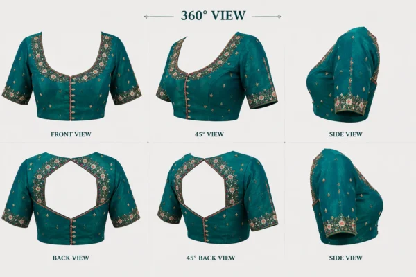 360 degree bridal Aari blouse design with premium embroidery