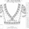 Front neck bridal Aari work blouse paper tracing design