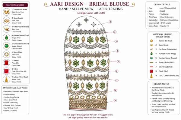 Sleeve Paper Tracing Aari Embroidery Design