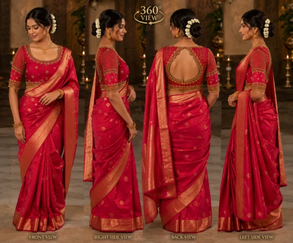 360 Degree Bridal Aari Blouse Design Featuring Premium Handcrafted Maggam Work