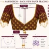 Back paper tracing design for Bridal Aari Blouse with deep V neckline and tassel detailing