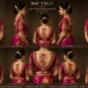 360 degree view of premium bridal Aari blouse design with silk saree