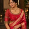 Luxury Bridal Aari Blouse Design Front View with Premium Maggam Work and Kundan Embroidery