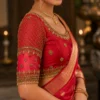 Designer Sleeve Bridal Aari Blouse with Lattice Pattern Aari Embroidery and Kundan Work