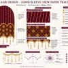 Sleeve paper tracing design featuring scalloped edge and hanging bead chain embroidery