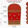 Sleeve Paper Tracing for Bridal Aari Blouse Design with Lattice Pattern and Maggam Work Details