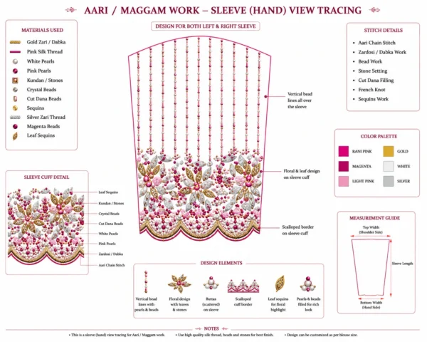 Detailed Sleeve Paper Tracing for Aari Embroidery and Maggam Work