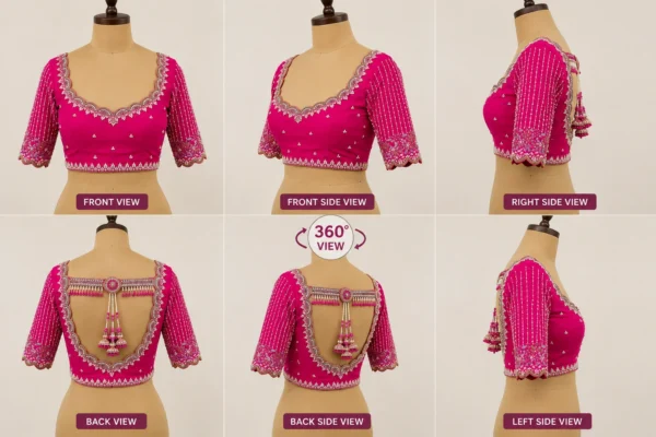Complete 360 Degree View of Premium Bridal Aari Design Blouse