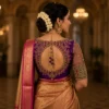 Luxury Bridal Aari Blouse Back Neck Design with Maggam Work and Pearl Border