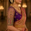 Heavy Maggam Work Sleeve Design with Kundan Stones and Pearl Embroidery