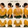 360 Degree View of Double Neckline Netted Bridal Aari Blouse Design