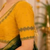 Bridal Aari Blouse Sleeve Design with Floral Maggam Work Border and Stone Embellishments
