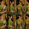 360 degree view of luxury bridal Aari blouse with premium embroidery and wedding saree styling